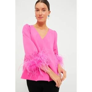 TUCKERNUCK Hot Pink Feather Easton Blouse Size XXL NWT Retail $198 Tuckernuck